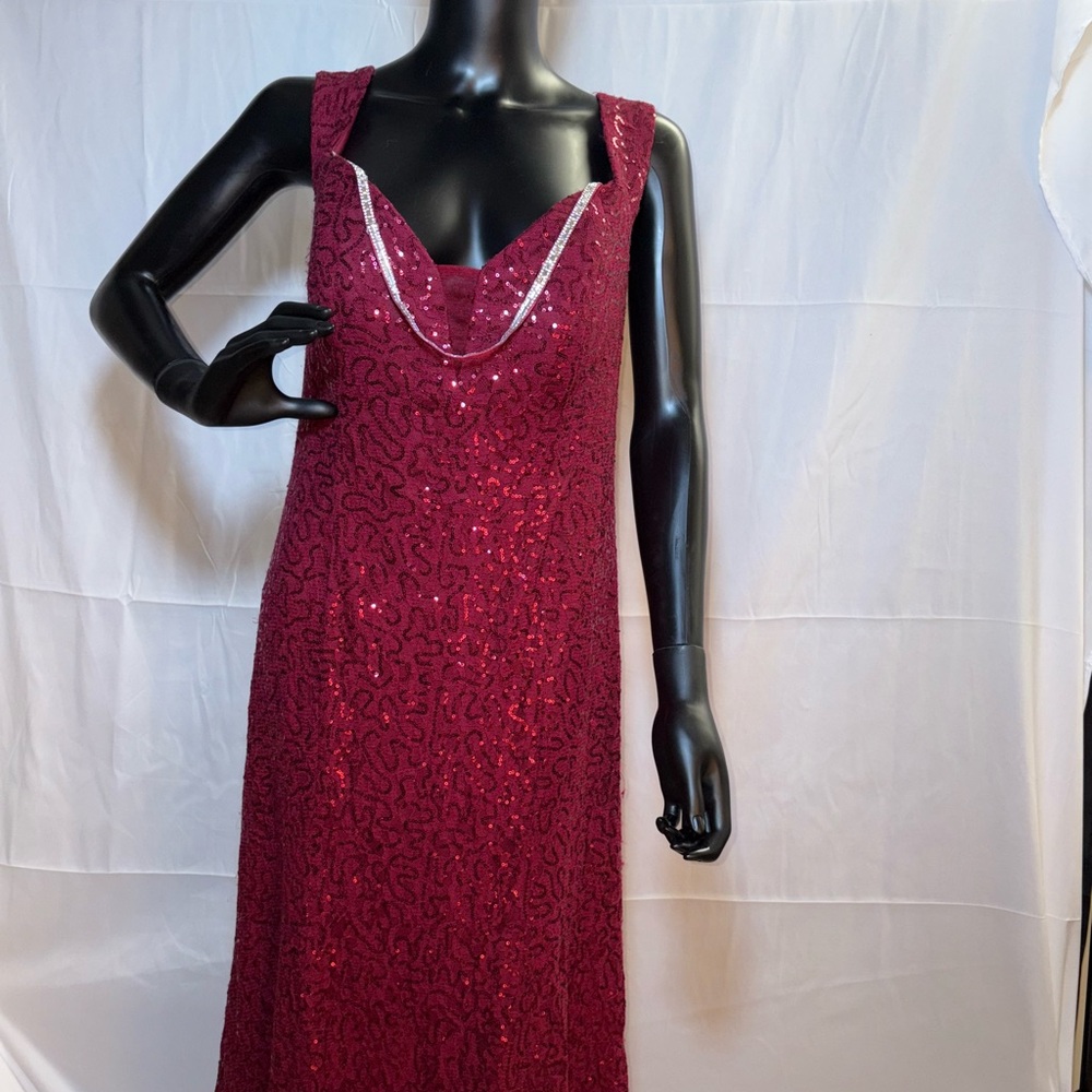 Elegant Burgundy Sequin Dress